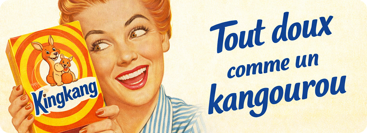 Visuel rétro illustrant la naissance de KingKang